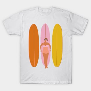 Girl and three surfboard T-Shirt